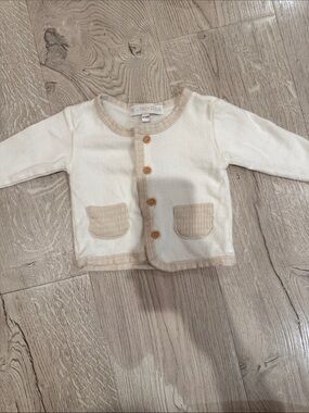 Rachel Zoe Baby Soft Cream & Beige Kids Cardigan - Classic Button Front